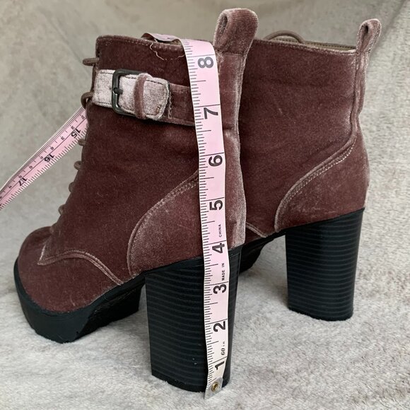 Madden Girl Jitter Jitt Crushed Velvet Lace Up Platform Heeled Boots Sz8 - Picture 14 of 16